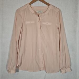 Ann Taylor LOFT Blouse Size Small S Light Blush Pink Button Up Long Sleeve